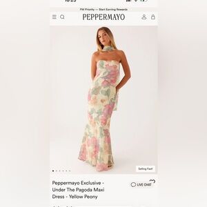 Peppermayo Strapless Floral Maxi Dress - Pink and Green